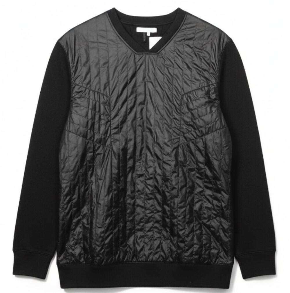 Helmut Lang Quilted Front Men's Medium Black Sweatshirt Luxury Streetwear NWT